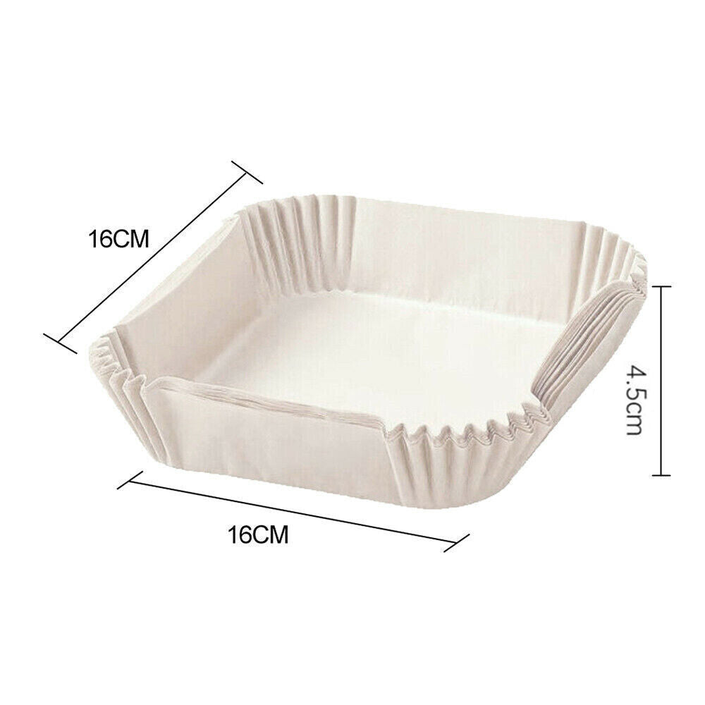 50PCS Square White Box | Air Fryer Disposable Paper Liner | Non-Stick Pan | Parchment Baking Paper
