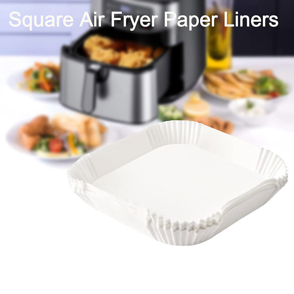 50PCS Square White Box | Air Fryer Disposable Paper Liner | Non-Stick Pan | Parchment Baking Paper