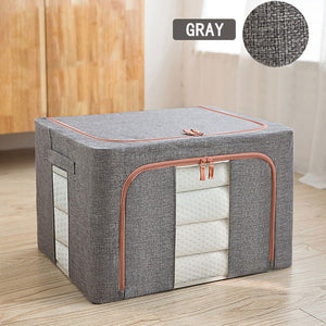 Foldable Storage Box | Crushed Steel Frame Clothes Quilt Toys Organizer | 24L