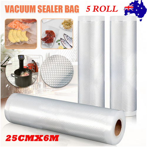 5 Roll Vacuum Food Sealer Bags | Saver Seal Rolls | Commercial Heat Grade | 25cm x 6m