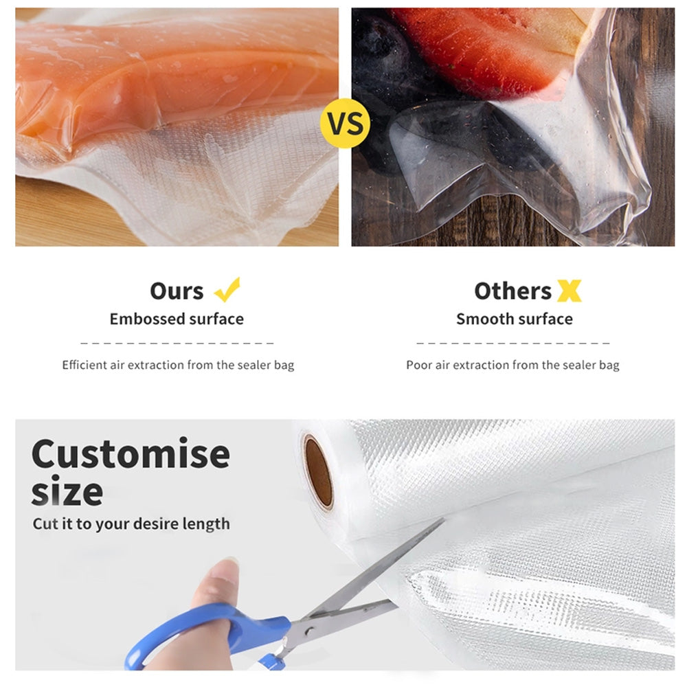 5 Roll Vacuum Food Sealer Bags | Saver Seal Rolls | Commercial Heat Grade | 25cm x 6m