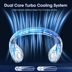 Green 5000mAh Mini Neck Fan | Bladeless Foldable Portable | Quiet Rechargeable 360° Cooler