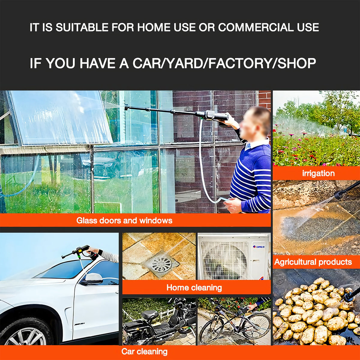 High Pressure Washer | 3-in-1 Nozzle | Portable Cordless Cleaner | Battery Set | 21V