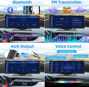 10.26" 4K Dash Cam Car Stereo | For Apple Carplay & Android Auto | GPS Rear Camera