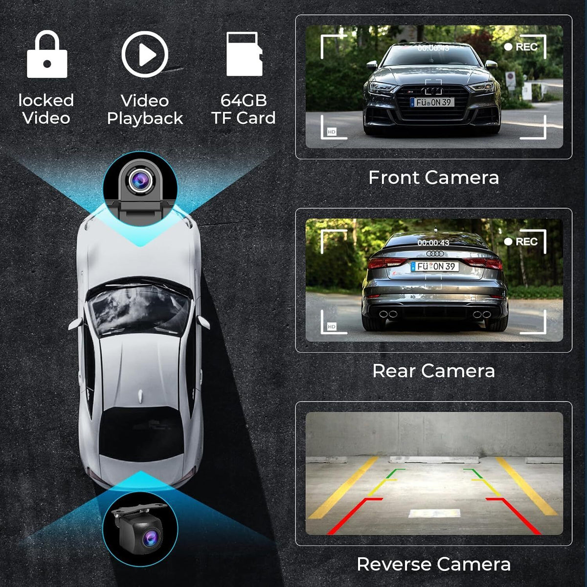 10.26" 4K Dash Cam Car Stereo | For Apple Carplay & Android Auto | GPS Rear Camera