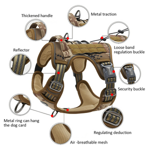 Dog Harness Tactical No Pull | Adjustable Pet Military Working Training Vest | S