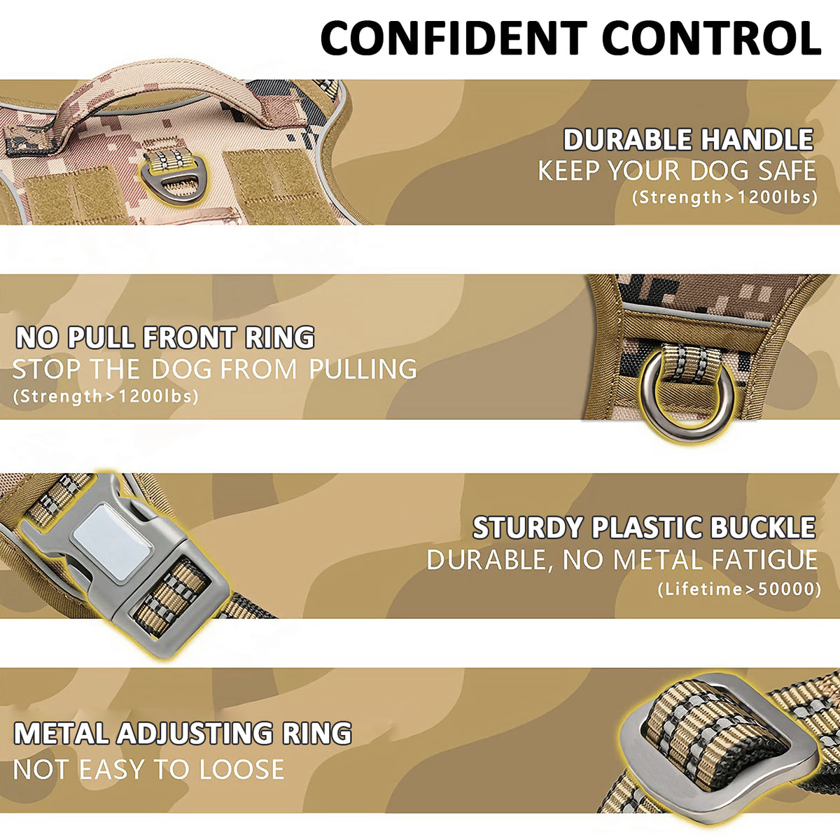 Dog Harness Tactical No Pull | Adjustable Pet Military Working Training Vest | M