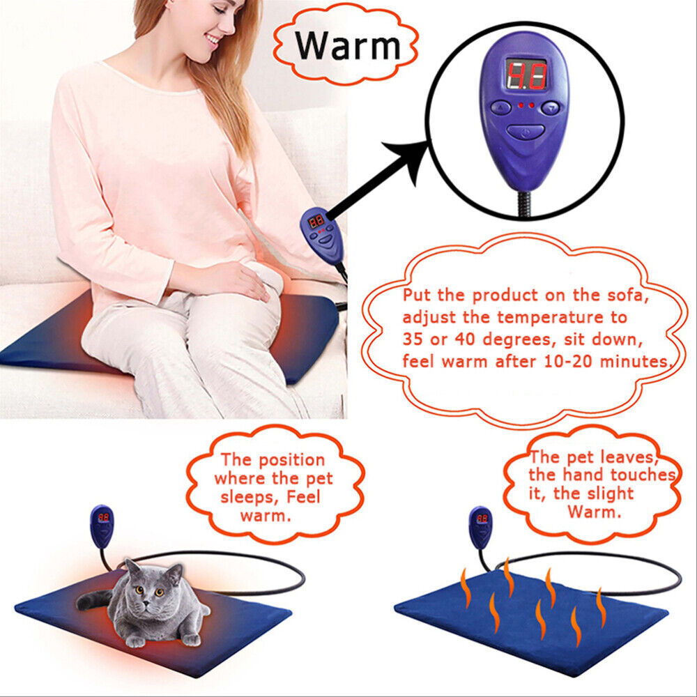 Electric Pet Heat Pad | Waterproof Heating Mat | Chew Resistant | L | Cat & Dog Bed