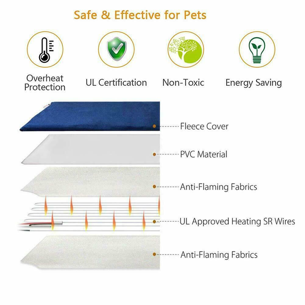 Electric Pet Heat Pad | Waterproof Heating Mat | Chew Resistant | L | Cat & Dog Bed