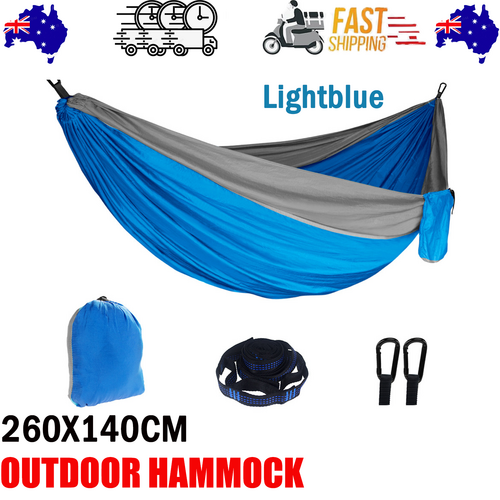 Outdoor Camping Hammock | Lightweight | 260x140cm | Portable Travel | Light Blue