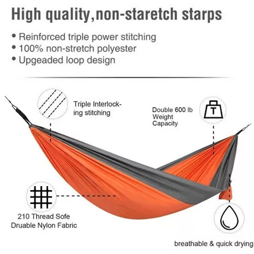 Outdoor Camping Hammock | Lightweight | 260x140cm | Portable Travel | Orange