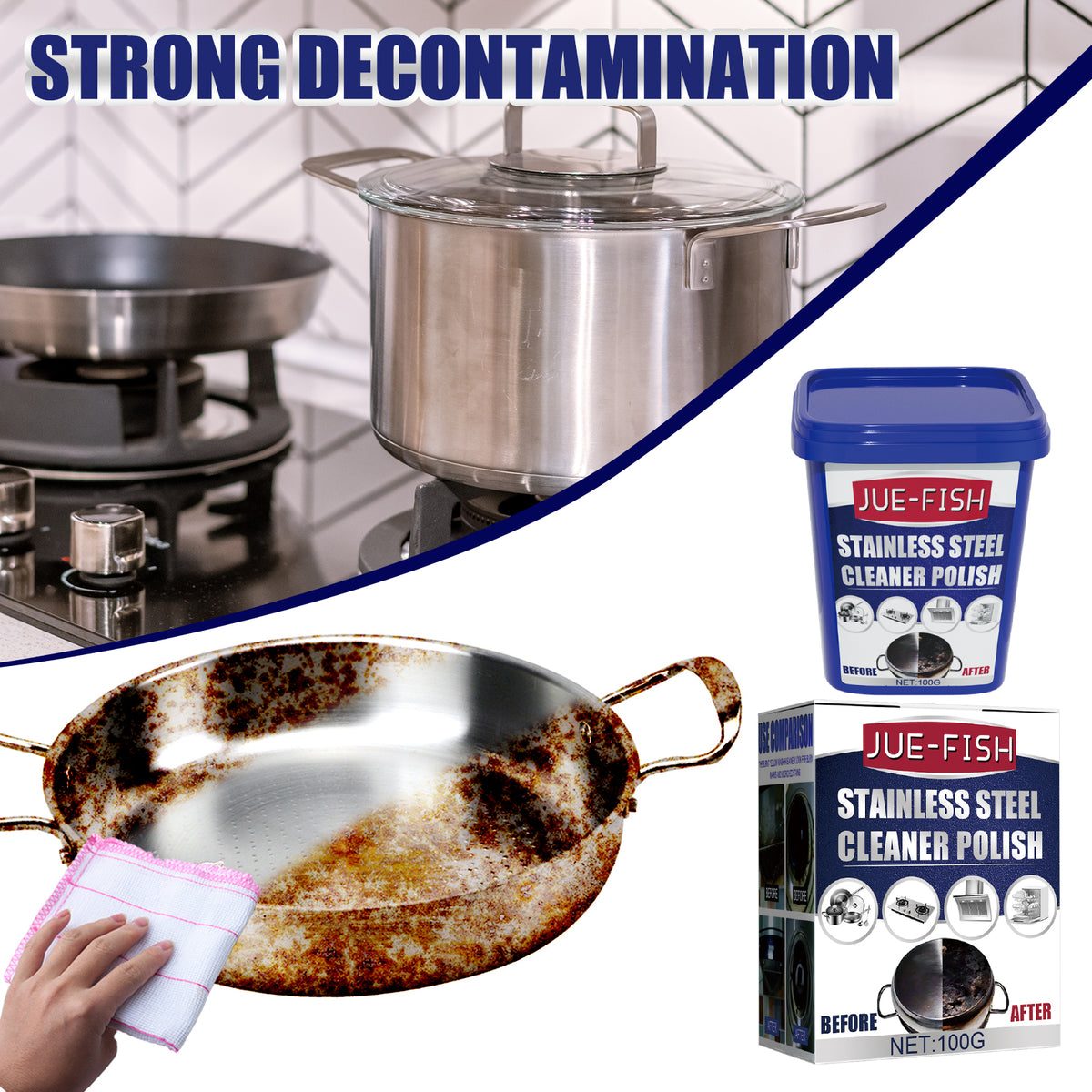 Stainless Steel Cleaning Cream | Jue-Fish | Kitchen Pot & Stove Black Scale Remover