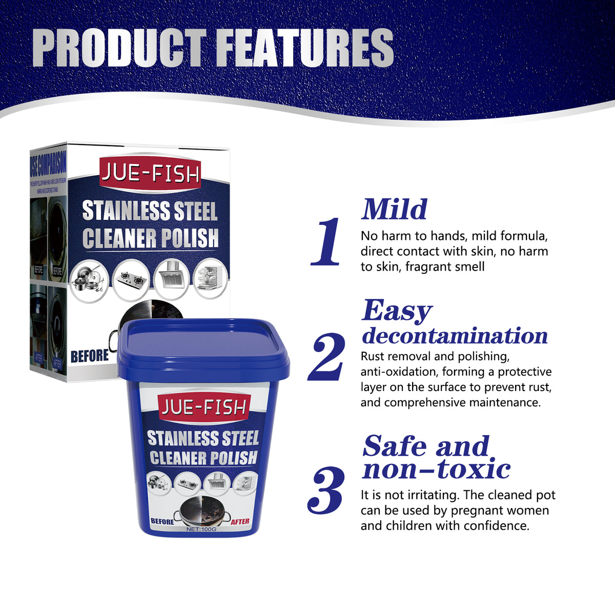 Stainless Steel Cleaning Cream | Jue-Fish | Kitchen Pot & Stove Black Scale Remover