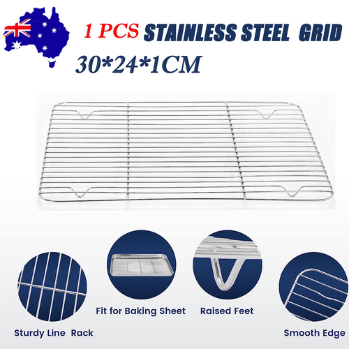 1pc Stainless Steel Baking Pan | Toaster Oven Pans | Grid Baking Dish BBQ Cookie Cake | 30x24cm