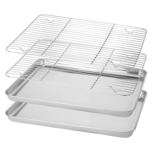 1pc Stainless Steel Baking Pan | Toaster Oven Pans | Grid Baking Dish BBQ Cookie Cake | 30x24cm
