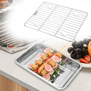 1pc Stainless Steel Baking Pan | Toaster Oven Pans | Grid Baking Dish BBQ Cookie Cake | 30x24cm