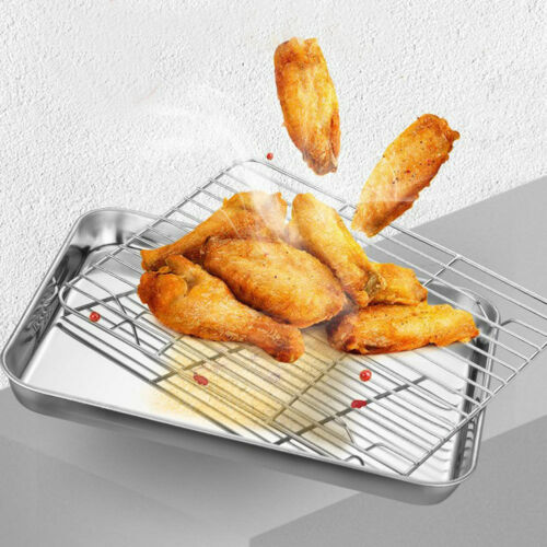 1pc Stainless Steel Baking Pan | Toaster Oven Pans | Grid Baking Dish BBQ Cookie Cake | 30x24cm