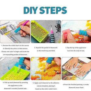 2PCS 5D Diamond Painting Kits | Diamond Glue Art Kit | Paint for Adults Kids | DIY Gift | 40x30cm