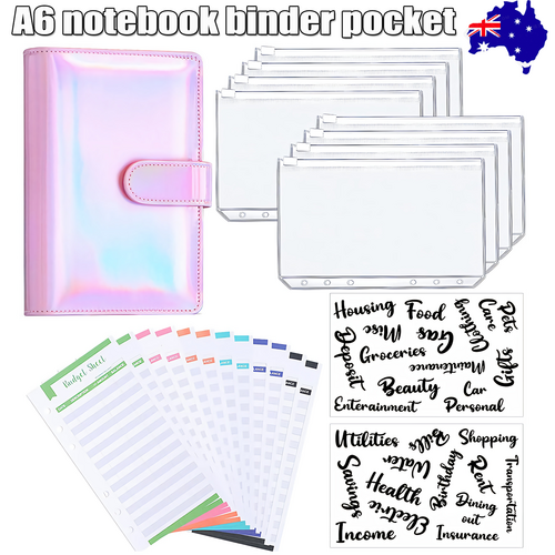 A6 PU Leather Notebook Binder | Budget Planner | Cash Pockets | Organized & Stylish