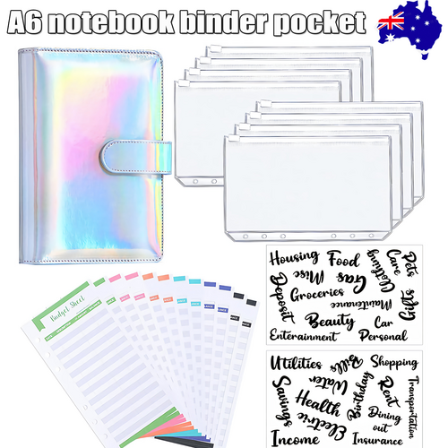 A6 PU Leather Notebook Binder | Budget Planner | Cash Pockets | Organizer for Finance