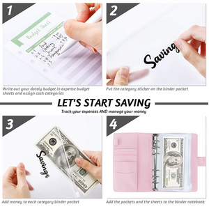 A6 PU Leather Notebook Binder | Budget Planner | Cash Pockets | Organizer for Finance