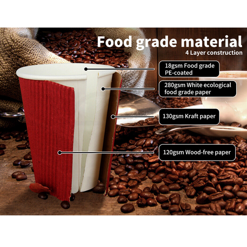 Red Disposable Coffee Cups with Lids | Healthy Paper Takeaway | 8OZ | 100Set