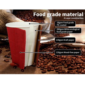 Red Disposable Coffee Cups with Lids | Healthy Paper Takeaway | 8OZ | 100Set