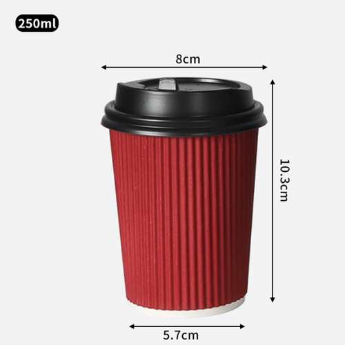 Red Disposable Coffee Cups with Lids | Healthy Paper Takeaway | 8OZ | 100Set