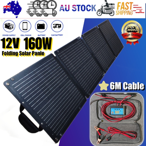 Folding Solar Panel Blanket | 160W | Flexible Mono Mat | USB + 12V | Camping & RV