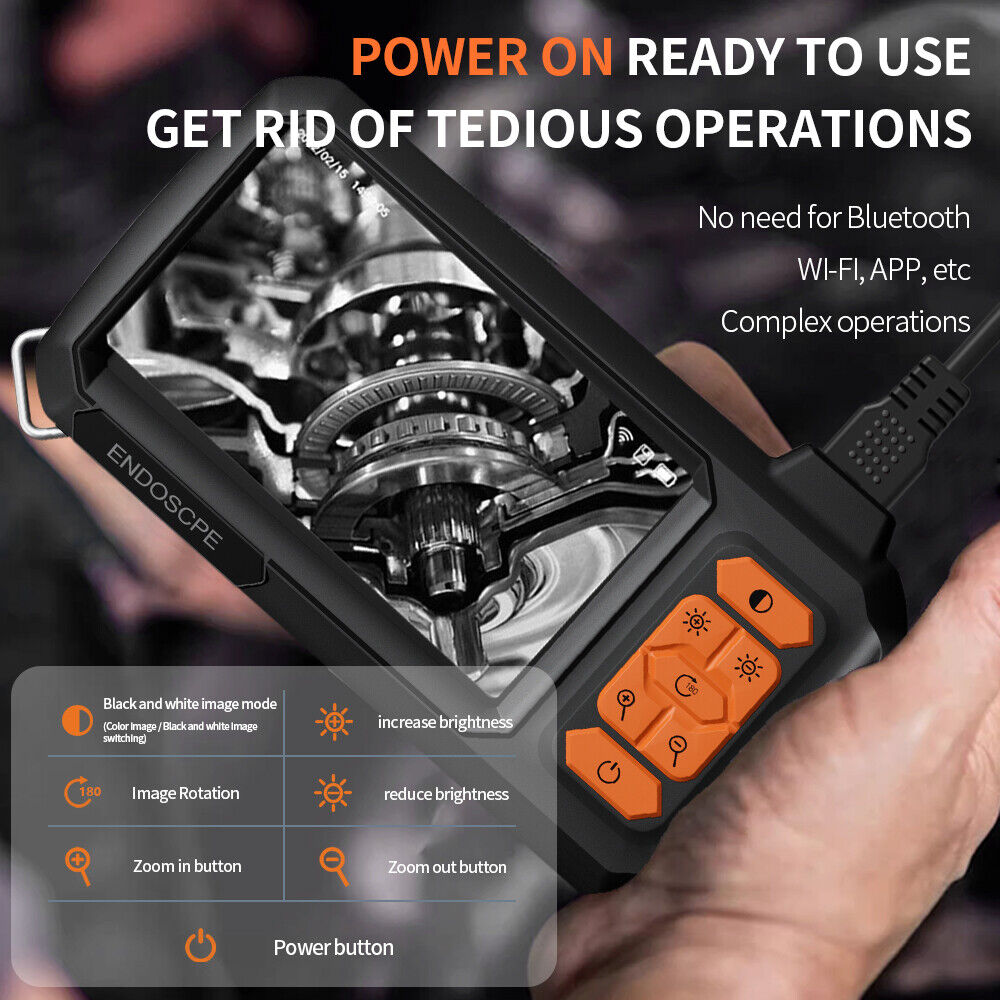 Industrial Endoscope | 4.3" Screen | 8mm Borescope | 1080P HD Camera | 15m Cable