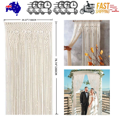 Boho Macrame Curtain | 2m | Heavy Duty Woven Wall Hanging | Window Doorway Wedding Decor