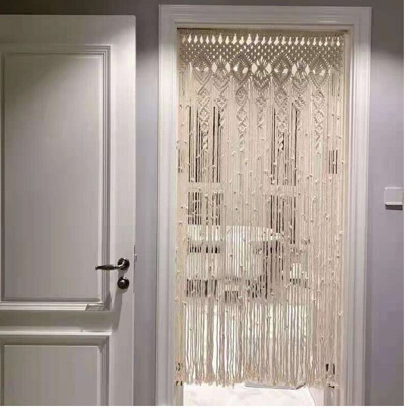 Boho Macrame Curtain | 2m | Heavy Duty Woven Wall Hanging | Window Doorway Wedding Decor