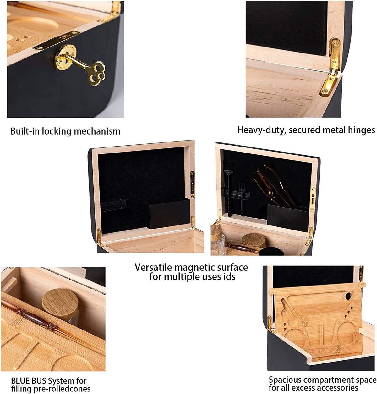Wooden Storage Chest | Movable Tray | Lockable Stash Box | Rolling Tray | Gift