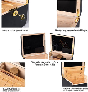 Wooden Storage Chest | Movable Tray | Lockable Stash Box | Rolling Tray | Gift
