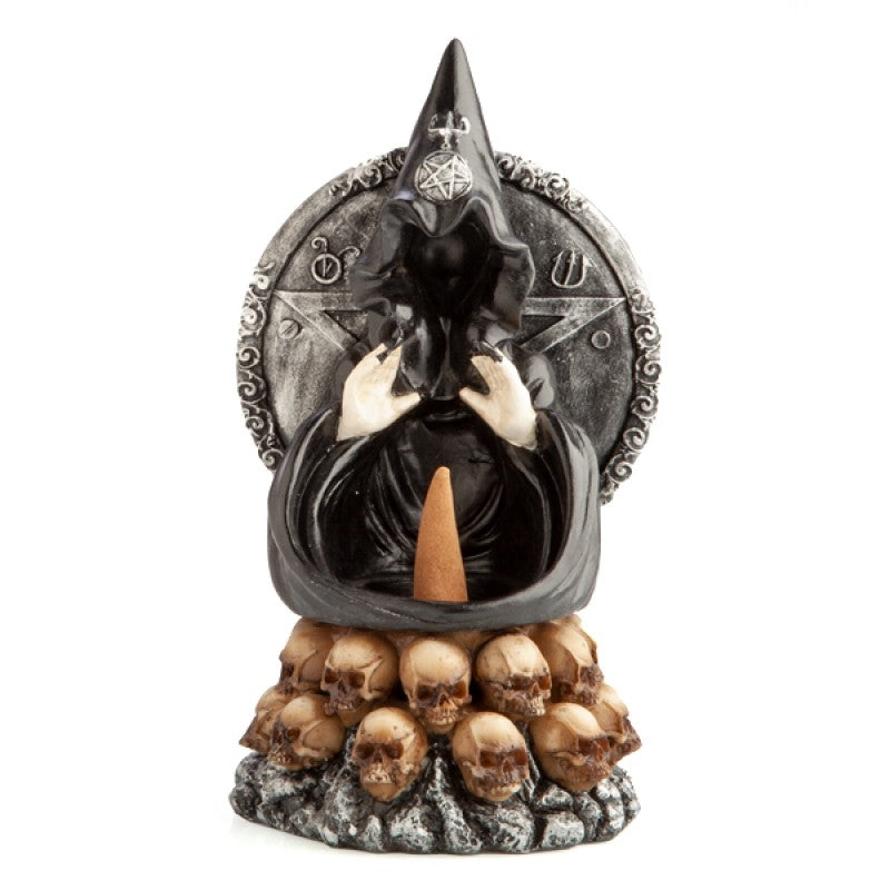 Hooded Baphomet & Skulls Backflow Incense Burner | Gothic Home Décor