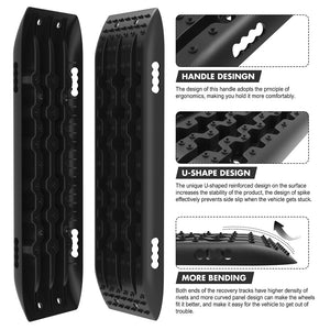 X-BULL Recovery Track Board Kit | Black | 4x4 Sand, Snow, Mud Traction with Mounting Straps