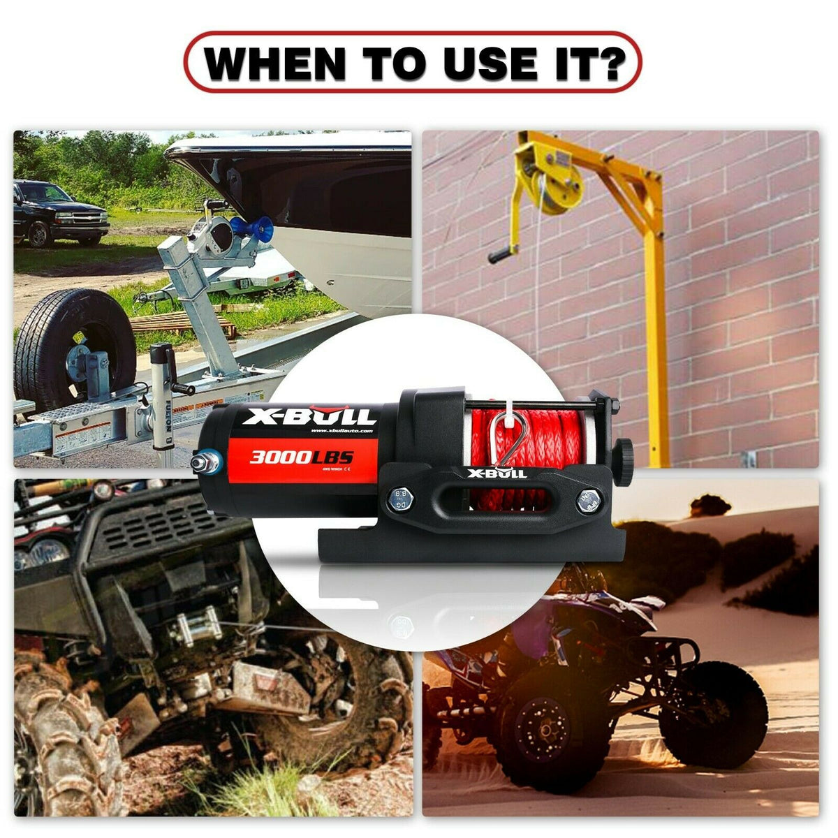 X-BULL 12V Electric Winch Boat | 3000LBS Synthetic Rope | Wireless Remote | ATV 4WD | 2 Units