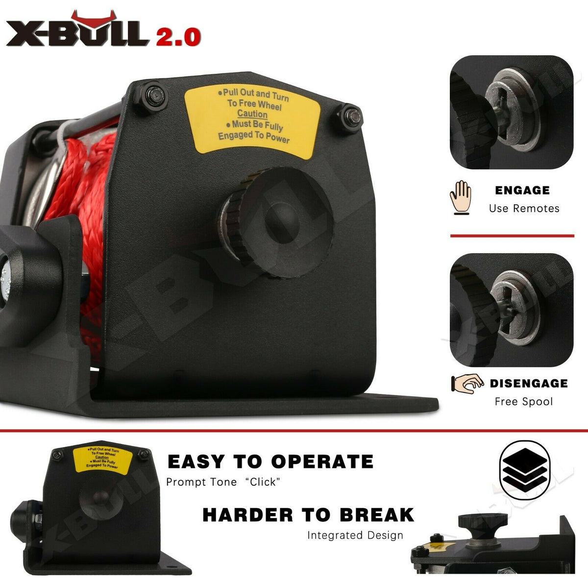 X-BULL 12V Electric Winch Boat | 3000LBS Synthetic Rope | Wireless Remote | ATV 4WD | 2 Units