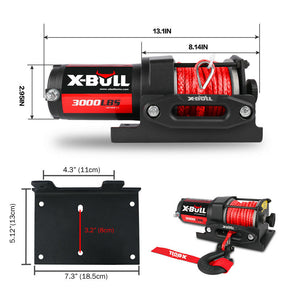 X-BULL 12V Electric Winch Boat | 3000LBS Synthetic Rope | Wireless Remote | ATV 4WD | 2 Units
