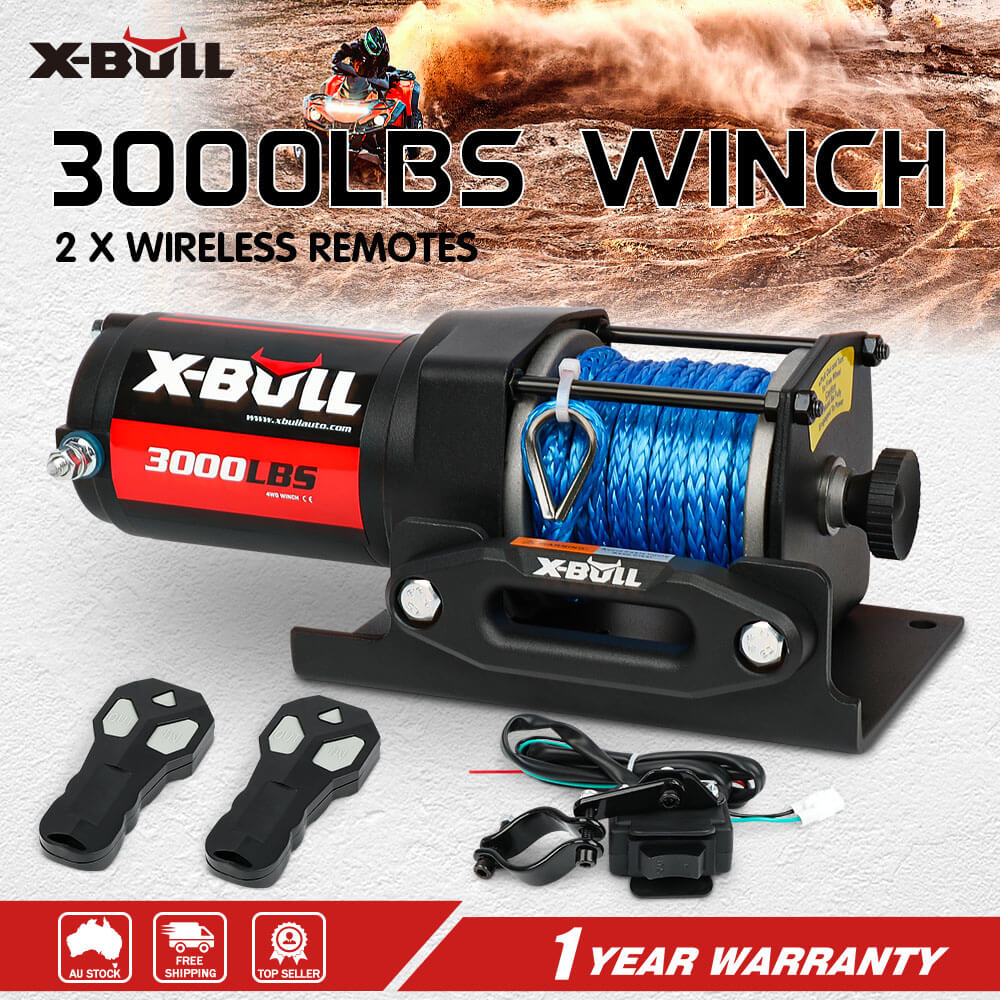X-BULL Electric Winch 12V | 3000LBS Synthetic Rope | ATV UTV Boat Trailer | 2 X Wireless Remote