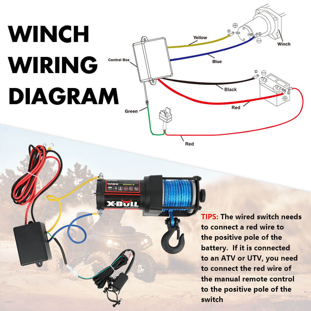 X-BULL Electric Winch 12V | 3000LBS Synthetic Rope | ATV UTV Boat Trailer | 2 X Wireless Remote