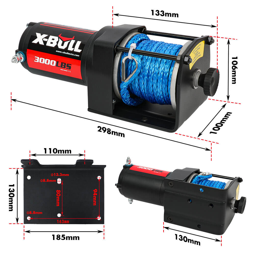 X-BULL Electric Winch 12V | 3000LBS Synthetic Rope | ATV UTV Boat Trailer | 2 X Wireless Remote