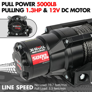 X-BULL 5000lbs Electric Winch | 12V | Synthetic Rope | ATV UTV Boat | Upgraded Version