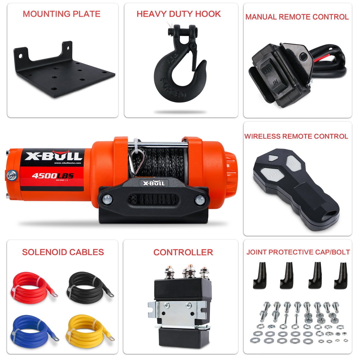 X-BULL Electric Winch 12V | 4500LBS Synthetic Rope | Wireless Remote | ATV UTV Boat Trailer