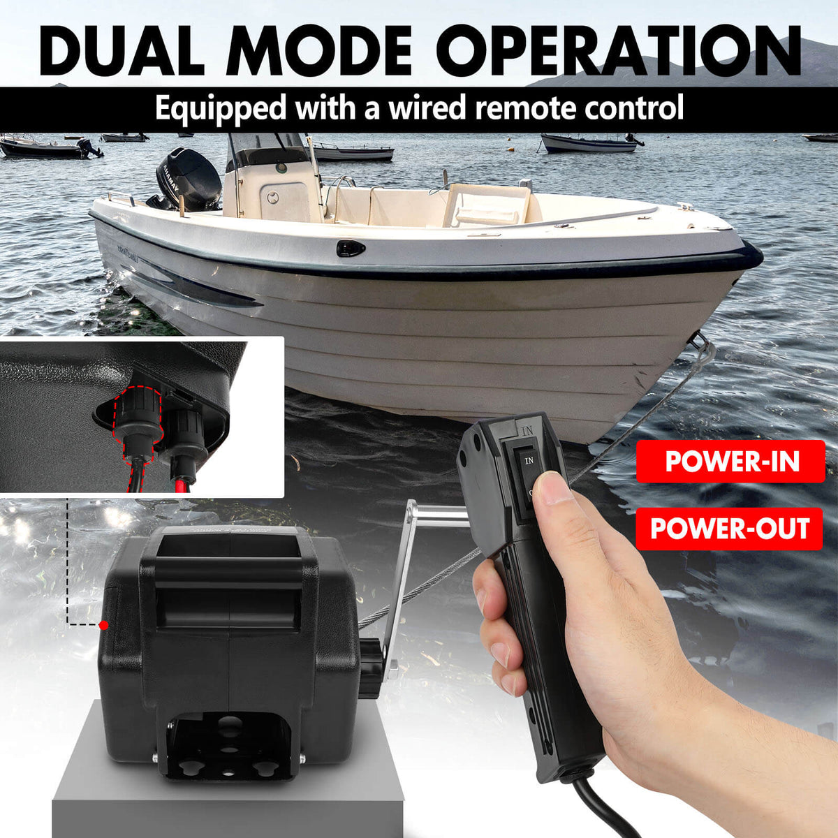 X-BULL 5000LBS Electric Boat Winch 12V | Portable Detachable | Marine Ship Trailer Winch