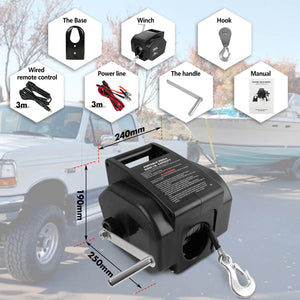 X-BULL 5000LBS Electric Boat Winch 12V | Portable Detachable | Marine Ship Trailer Winch