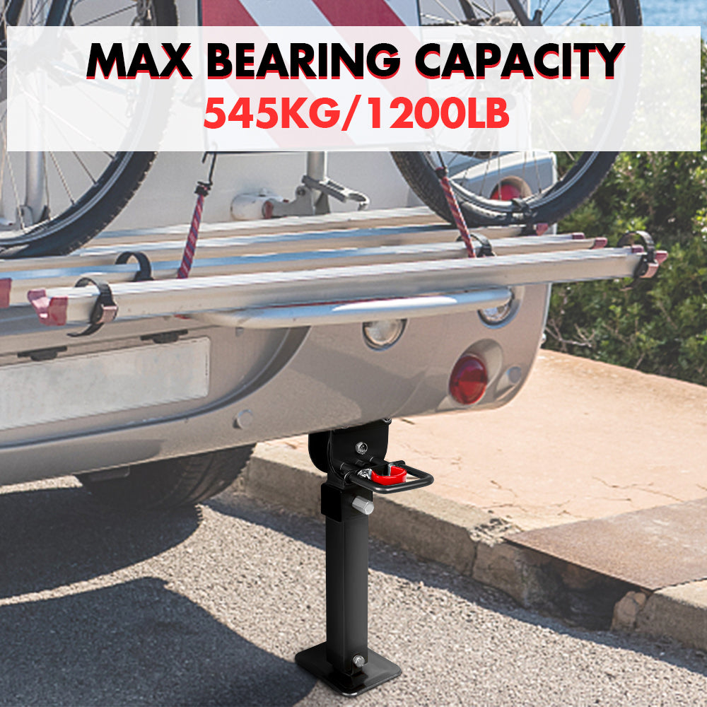 X-BULL 4x 440mm Drop Down Corner Legs with Handle | Steel Base | Caravan Stabilizer | Black