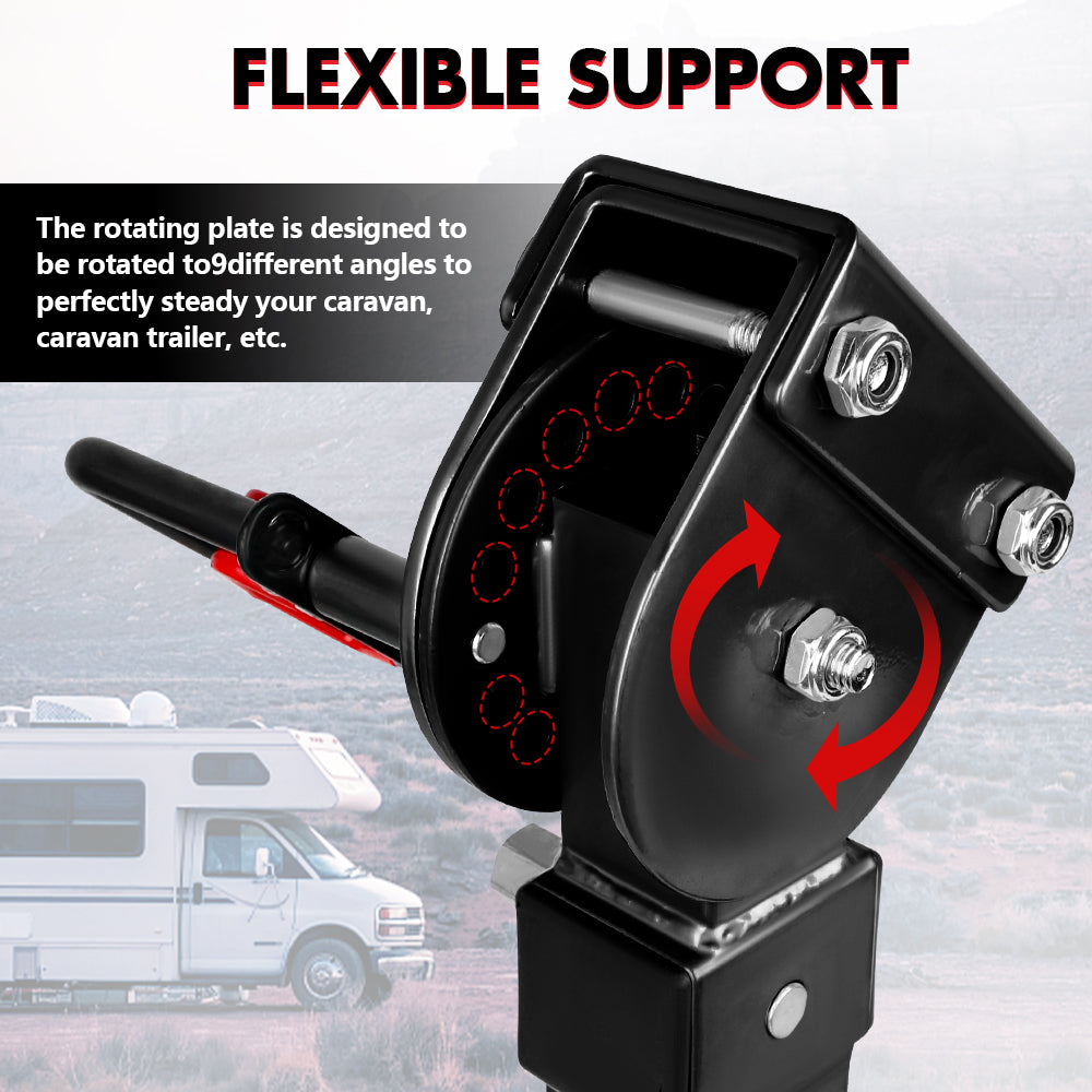 X-BULL 4x 440mm Drop Down Corner Legs with Handle | Steel Base | Caravan Stabilizer | Black