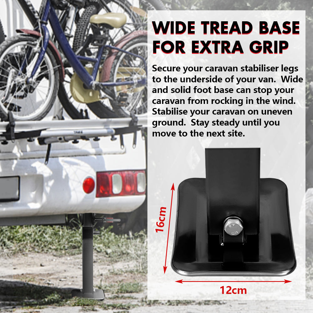 X-BULL 4x 440mm Drop Down Corner Legs with Handle | Steel Base | Caravan Stabilizer | Black