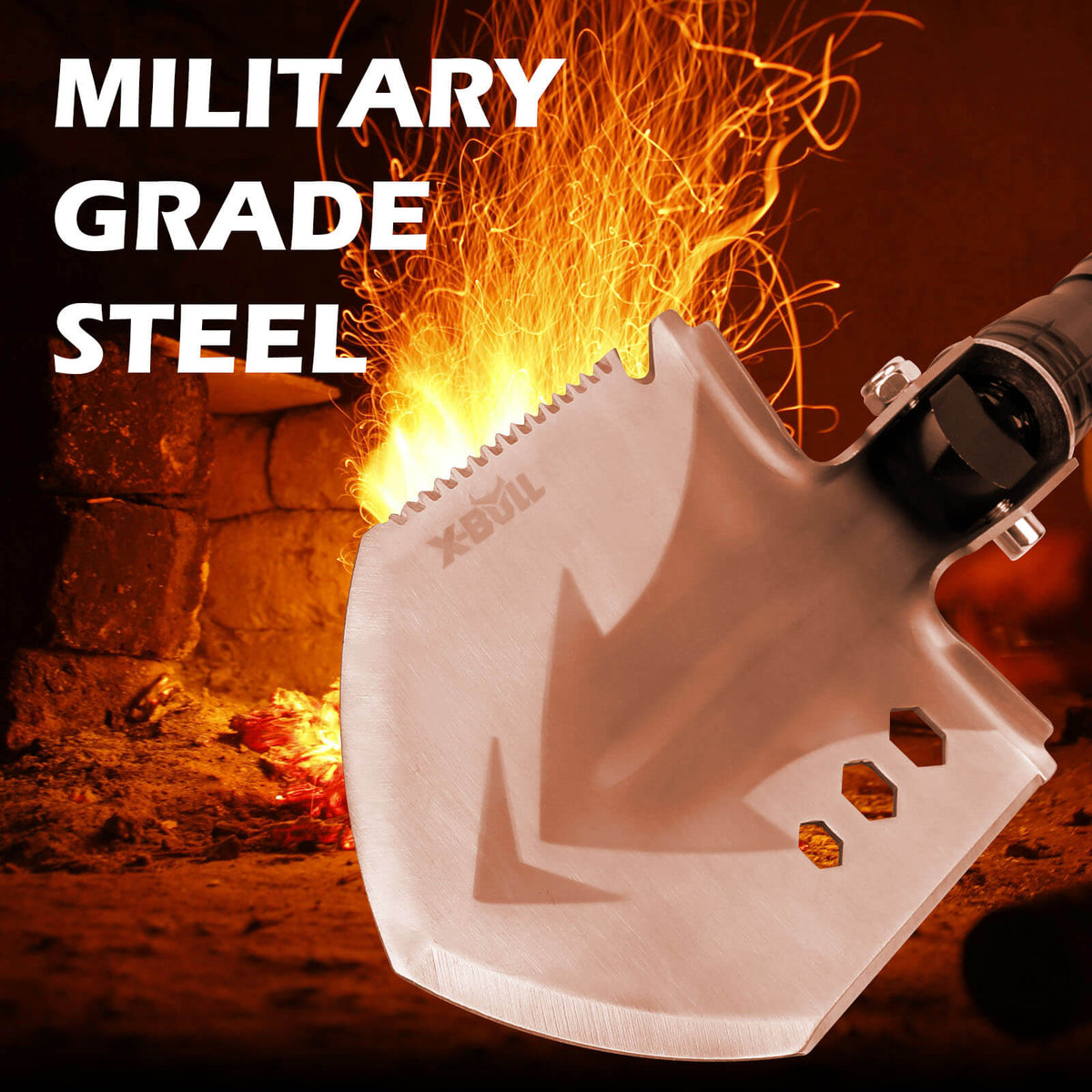 X-BULL Folding Shovel | Outdoor Camping & Survival Tool | Multifunction Military Design